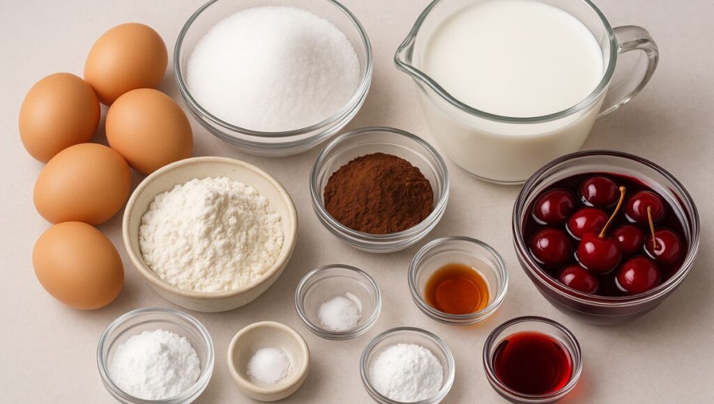 ingredientes para preparar selva negra